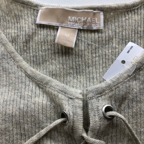Michael Kors Tank Lace Up V-Neck, Size M - Picture 3 of 8